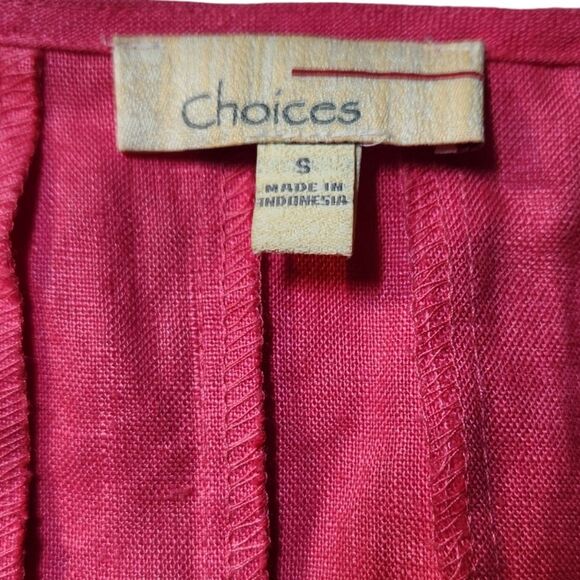 Vintage Linen Dress Sleeveless Midi Pintuck Flowy Prairie Cottage Pink Oversized - Picture 8 of 11